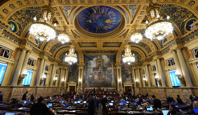 Members of the Pennsylvania House of Representatives attend a session at the state Capitol in Harrisburg, Pa., Thursday, June 29, 2023. (AP Photo/Matt Rourke)